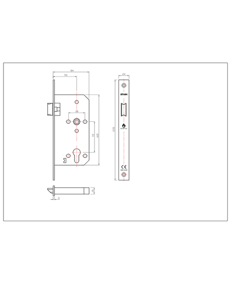Cerradura de embutir simple paso. Resis al fuego. Acero inox-1