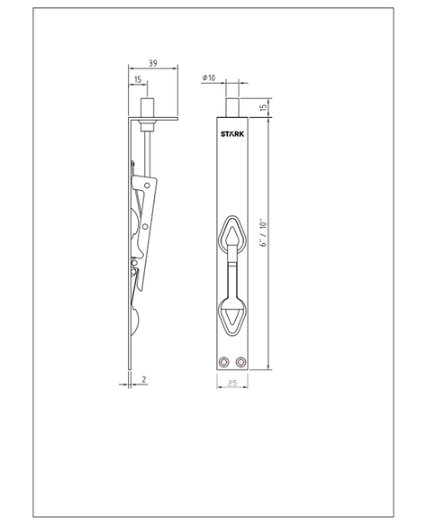 Picaporte embutido de palanca de 25x10". (Negro mate)-1