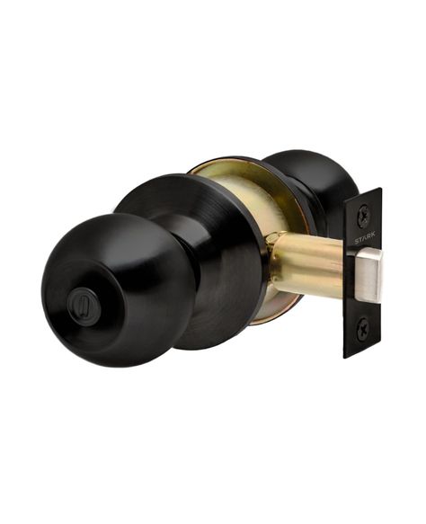 Cerradura de pomo cilíndrica, Baño - Dormitorio. (Negro mate)-0