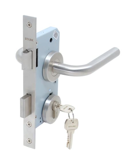 Cerradura de embutir ofi, cocina. Llave ambos lados. A inox-0