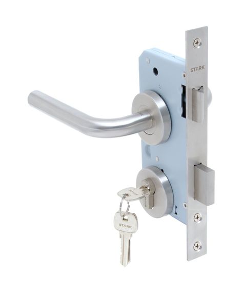 Cerradura de embutir ofi, cocina. Llave ambos lados. A inox-1