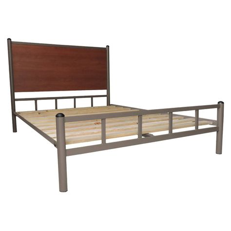 Cama Metálica 2 Plazas Castaño-0