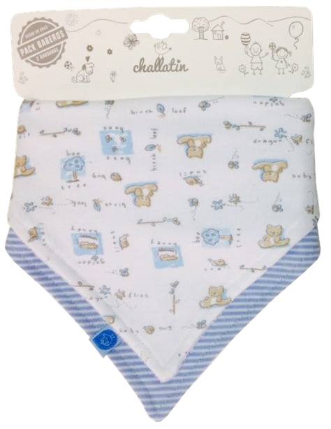 Pack Doble De Baberos Bandana, Celeste Y Amarillo-0