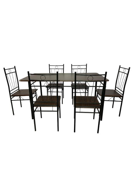 Juego de comedor 6P Verona Negro 74x80x140 cm-0