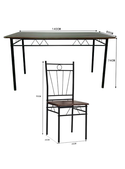 Juego de comedor 6P Verona Negro 74x80x140 cm-2