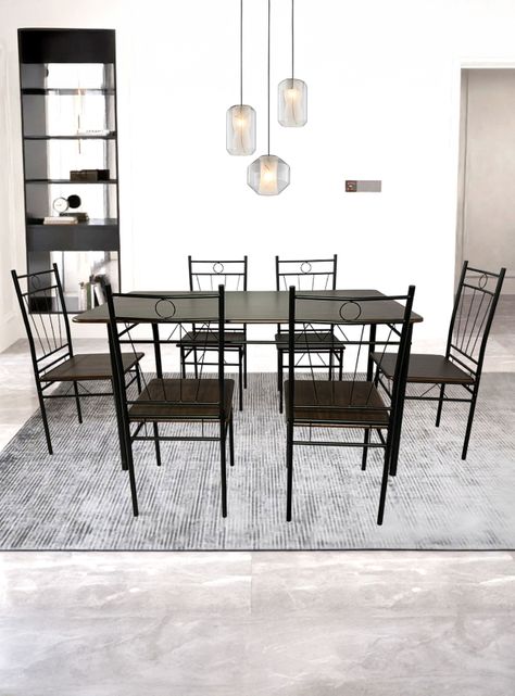 Juego de comedor 6P Verona Negro 74x80x140 cm-1