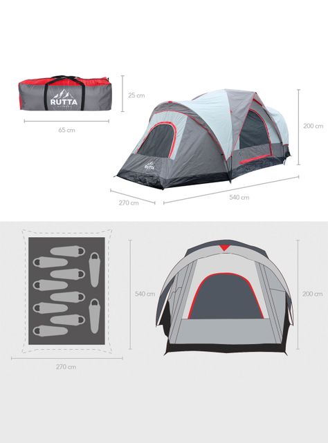 Carpa 10 Personas Camping Outdoor Gris-6