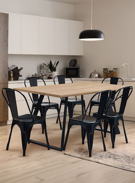 Comedor New York Mesa 75x80x150 6 Sillas Tolix Ind-1