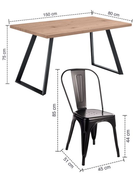 Comedor New York Mesa 75x80x150 6 Sillas Tolix Ind-2