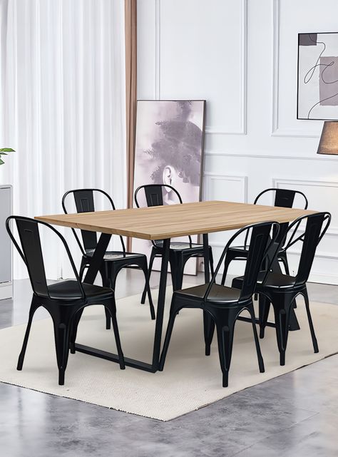 Comedor New York Mesa 75x80x150 6 Sillas Tolix Ind-5
