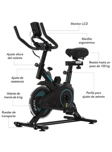 Bicicleta Spinning Atletis Pro 400 Turquesa 6 Kg-1