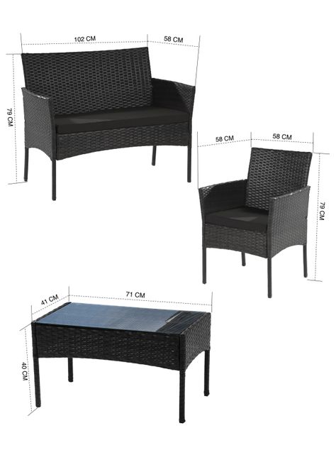 Set Terraza 4 Piezas Positano II Negro -7