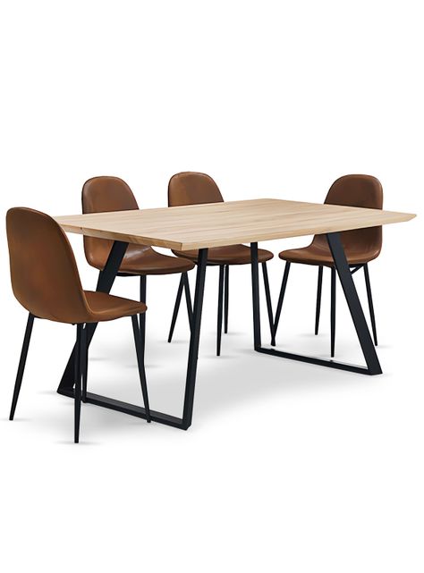 Comedor Soho Mesa 75x80x150 4 Sillas Pu Café-0