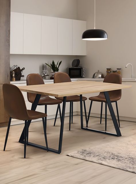 Comedor Soho Mesa 75x80x150 4 Sillas Pu Café-1