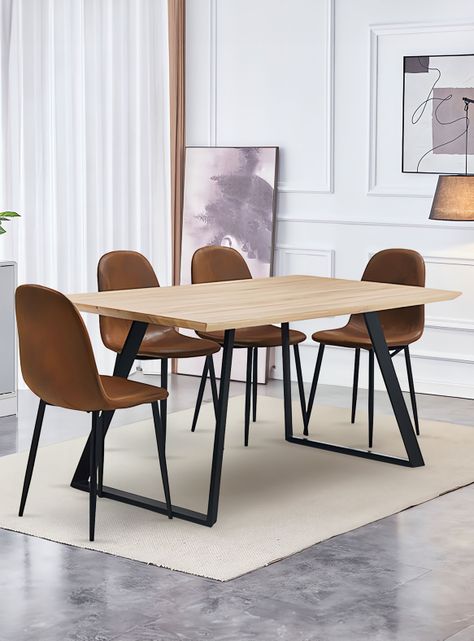 Comedor Soho Mesa 75x80x150 4 Sillas Pu Café-5