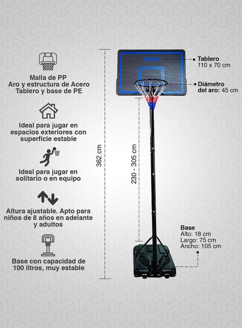 Aro de Basquetball Alley 3M Ajustable Azul-1
