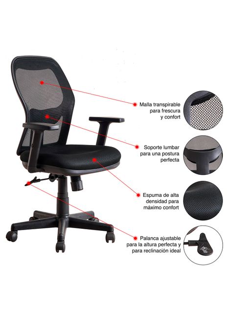 Silla de Oficina Form Elite - Negro-2