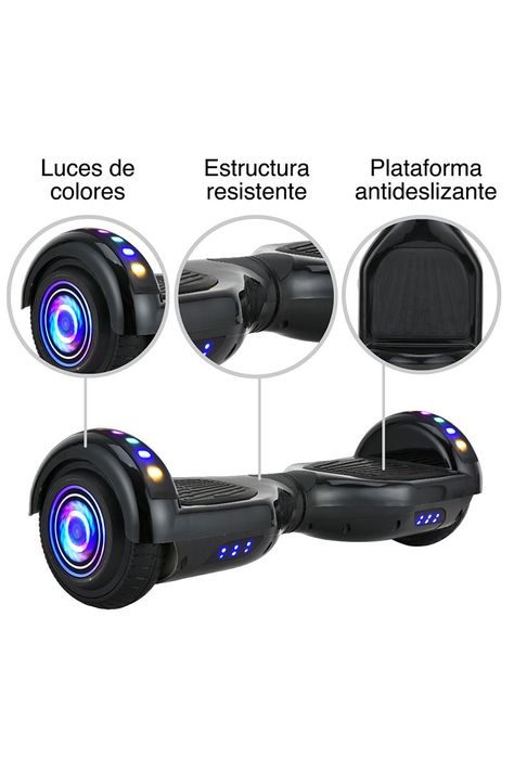 Hoverboard PRO Bluetooth Luces 6,5" 12 Km/h Negro-3