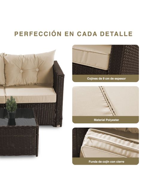 Seccional Intercambiable 3 Cuerpos Terraza Sofa + Mesa Café-5