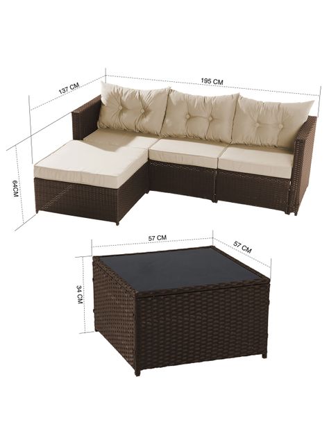 Seccional Intercambiable 3 Cuerpos Terraza Sofa + Mesa Café-7
