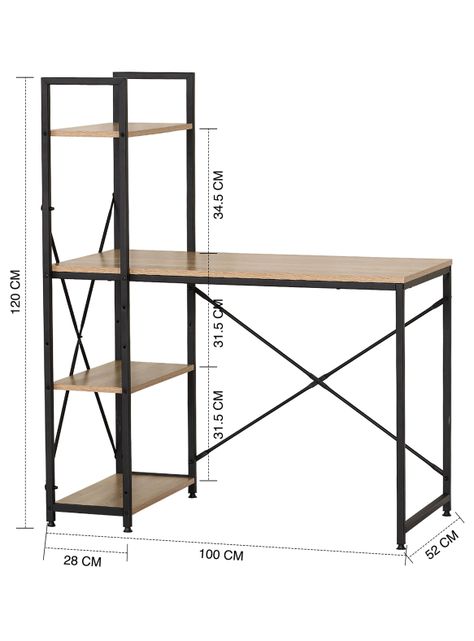 Escritorio Industrial Iron con Repisas 120x100x52 Cm-2