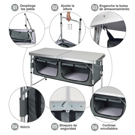 Mesa de Camping Plegable Multicolor-3