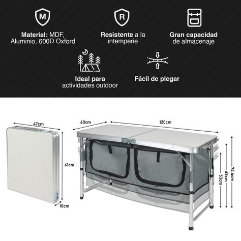Mesa de Camping Plegable Multicolor-2
