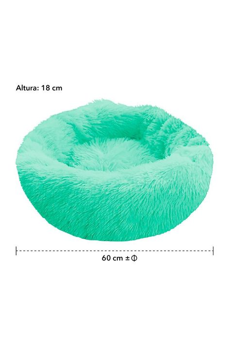 Cama Mascotas Antiestres Circular Felpa M Verde-2