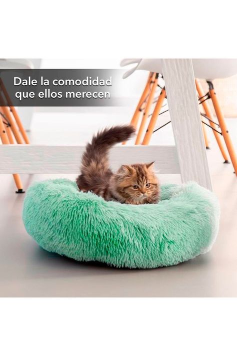 Cama Mascotas Antiestres Circular Felpa M Verde-1