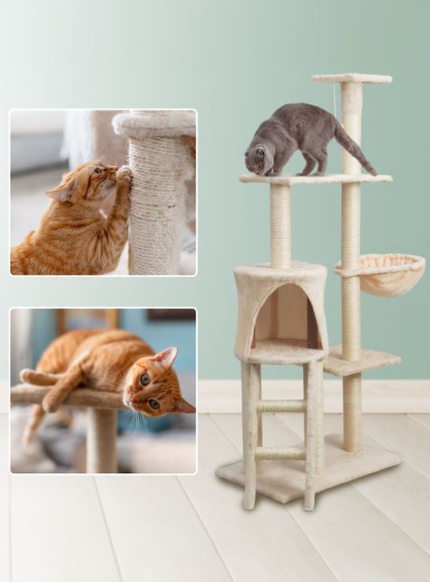 Torre Rascador Para Gatos Multinivel 135cm Café-1
