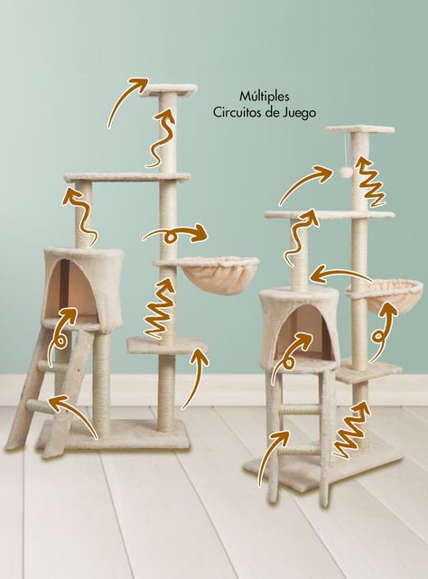 Torre Rascador Para Gatos Multinivel 135cm Café-2