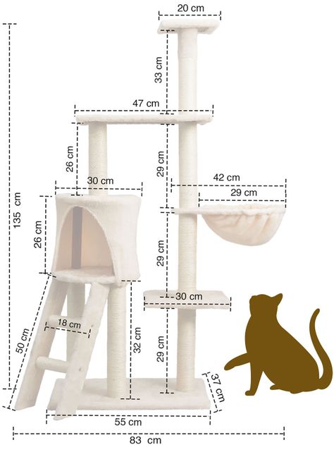 Torre Rascador Para Gatos Multinivel 135cm Café-6