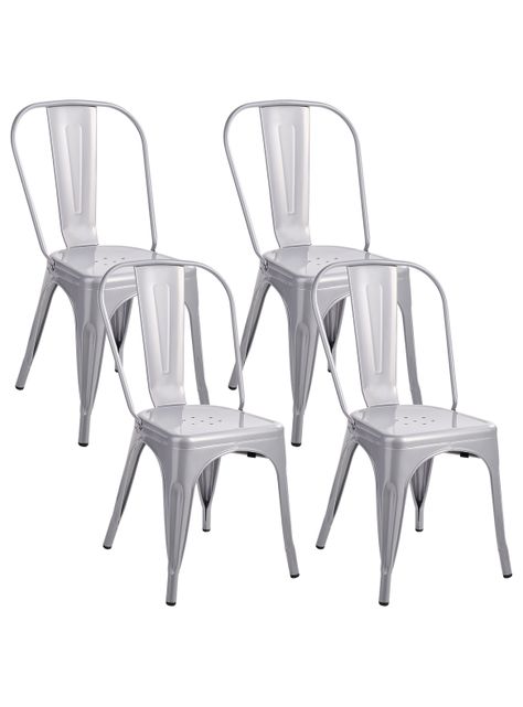 Pack 4 Sillas de Metal Tolix Gris-0