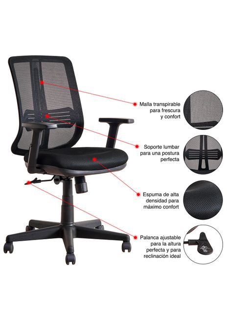 Silla de Escritorio Low Executive - Negro-2