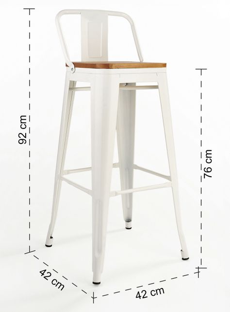 Pack 4 Pisos Bar Tolix Asiento Madera Blanco-2