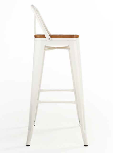 Pack 4 Pisos Bar Tolix Asiento Madera Blanco-4