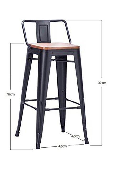 Pack 4 Pisos Bar Tolix Asiento Madera Negro-2