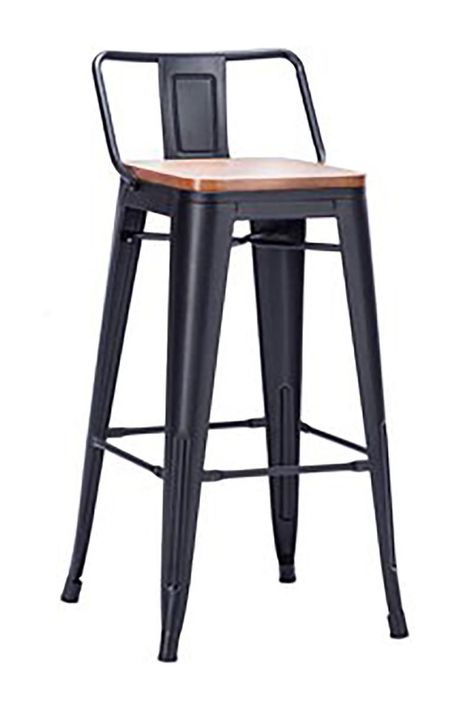 Pack 4 Pisos Bar Tolix Asiento Madera Negro-3