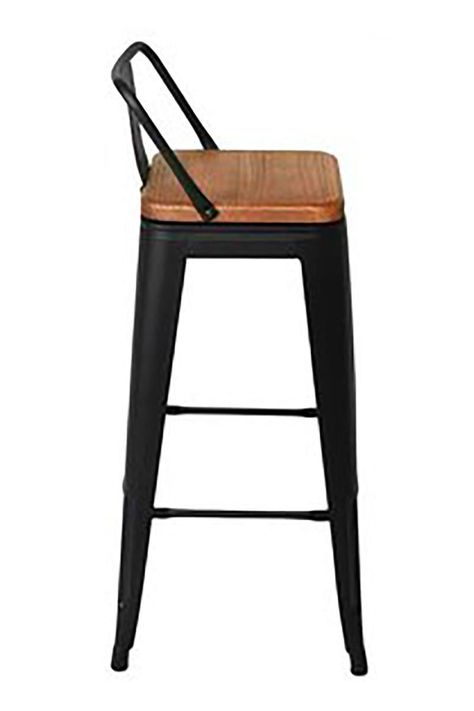 Pack 4 Pisos Bar Tolix Asiento Madera Negro-4