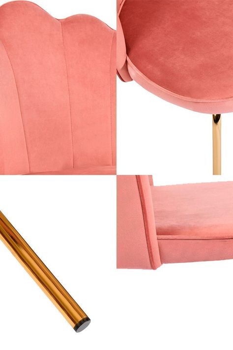 Pack 2 Sillas de Comedor de Terciopelo Rosa-4