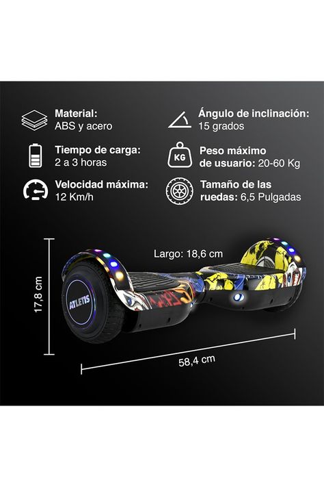 Hoverboard Bluetooth Luces 6,5" 12 Km/h Amarillo-2