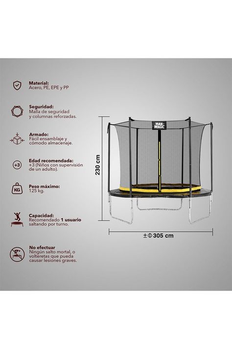 Cama Elástica 305 cm (10 Ft) Negro-2