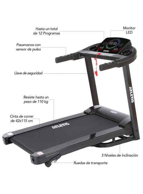 Trotadora Atletis Apex V 14Km/H 2.0 HP Plegable Negro-1