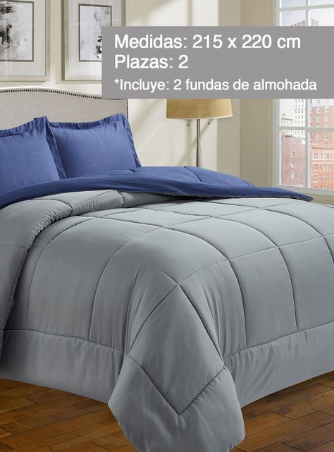 Plumón Reversible Marnie 2 Plazas Azul-1