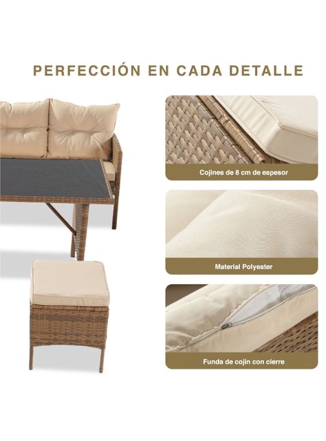 JUEGO DE COMEDOR TERRAZA 7 PERSONAS TOSCANA PE RATTAN CAFÉ-5
