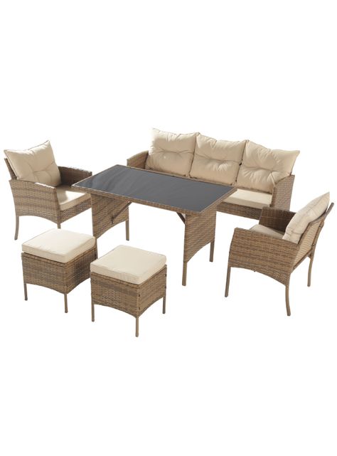 JUEGO DE COMEDOR TERRAZA 7 PERSONAS TOSCANA PE RATTAN CAFÉ-1