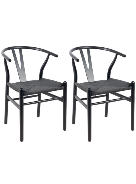 Pack 2 Sillas Comedor Novahus Wishbone Negra-0
