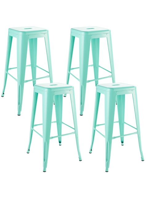 Pack 4 Pisos de Bar Metal Tolix Verde Menta-0