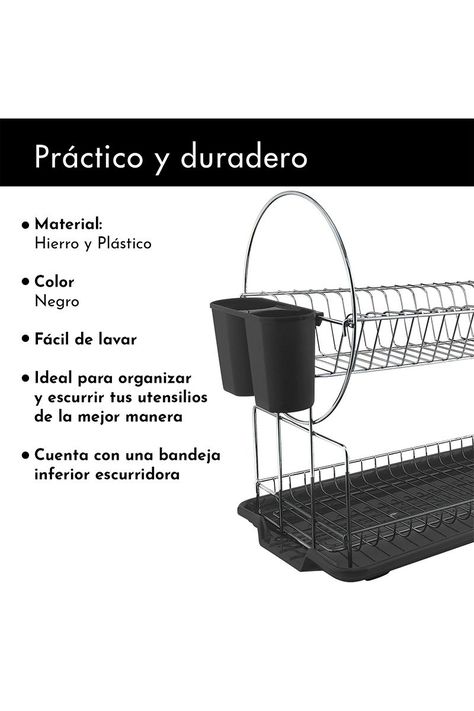 Secaplatos Dos Pisos Acero Inoxidable Negro-3
