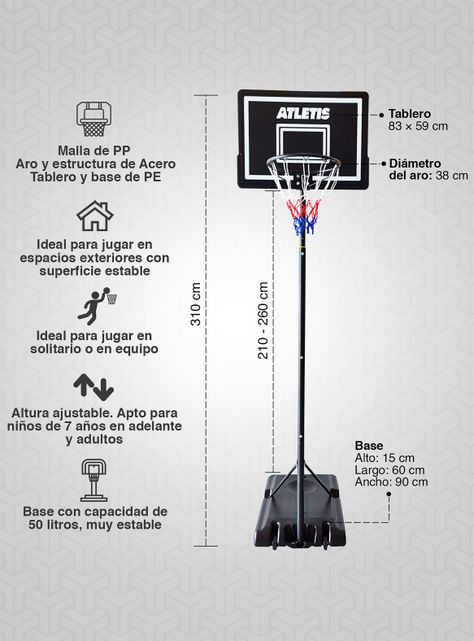 Aro de Basquetball Alley 2,6M Ajustable Blanco-1